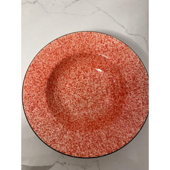Over and Back Red Spongeware Design Stoneware Serving/Pasta Bowl Portugal 11'" - Picture 2 of 5